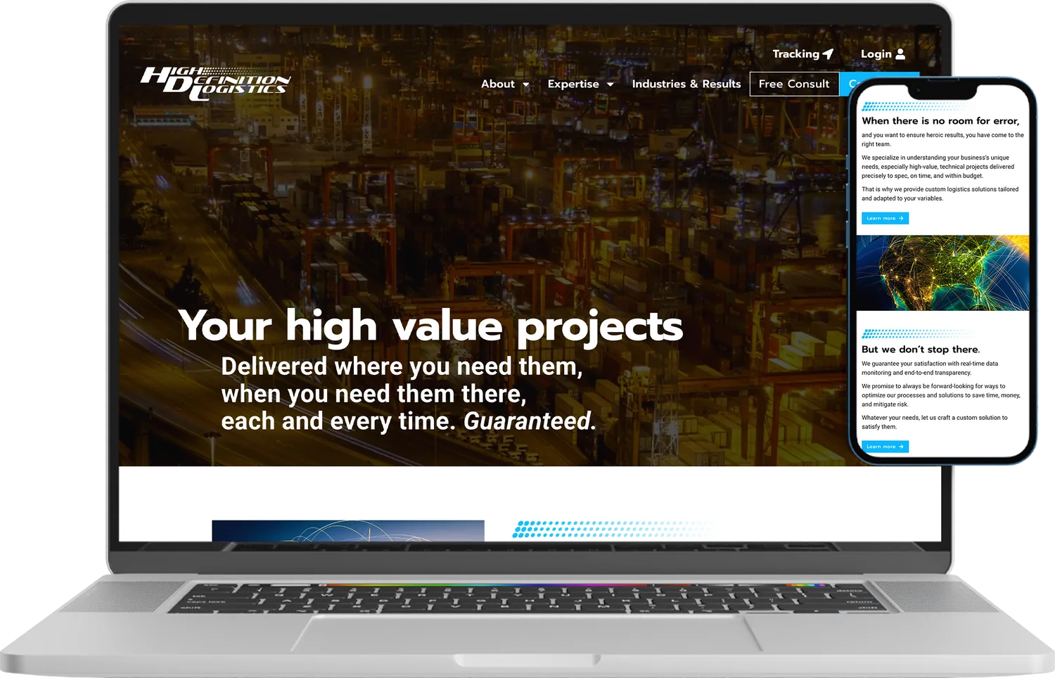 High Definition Logistics website